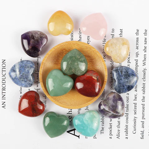 1.25 Inch 7 Chakra Heart Stones Setsโค๏ธ๐งก๐๐๐๐๐ค๐ค