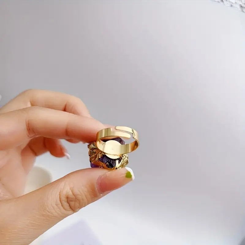 Natural Amethyst Vug Galaxy Agate Crystal Cluster Ore Edge Irregular Ring Ornament Cross-Border Best-Selling