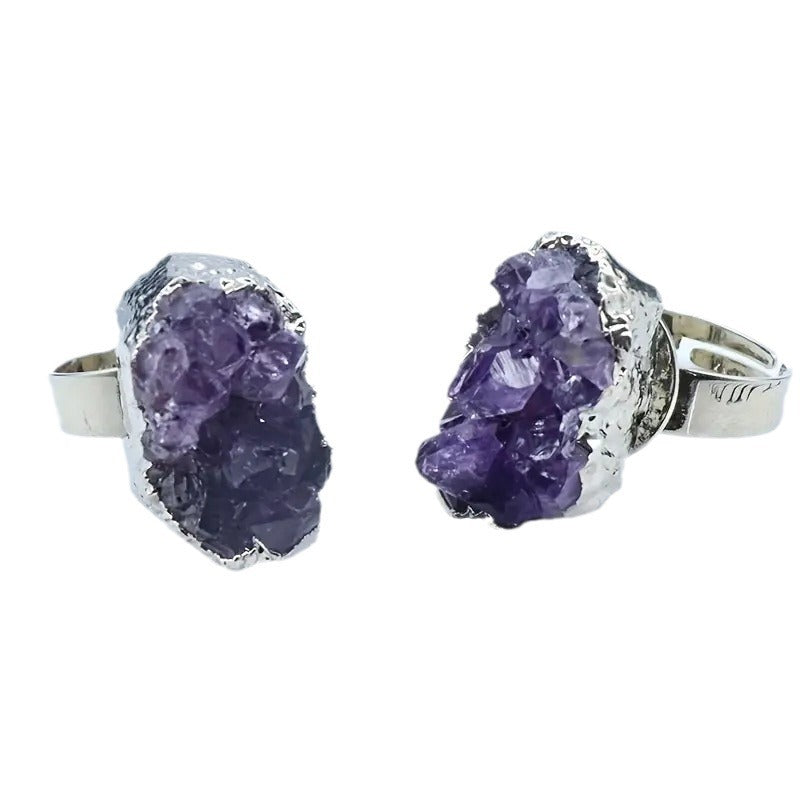 Natural Amethyst Vug Galaxy Agate Crystal Cluster Ore Edge Irregular Ring Ornament Cross-Border Best-Selling
