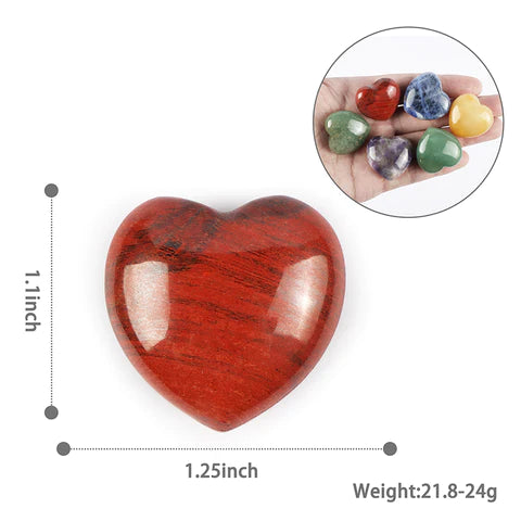 1.25 Inch 7 Chakra Heart Stones Sets❤️🧡💛💚💙💜🤎🖤